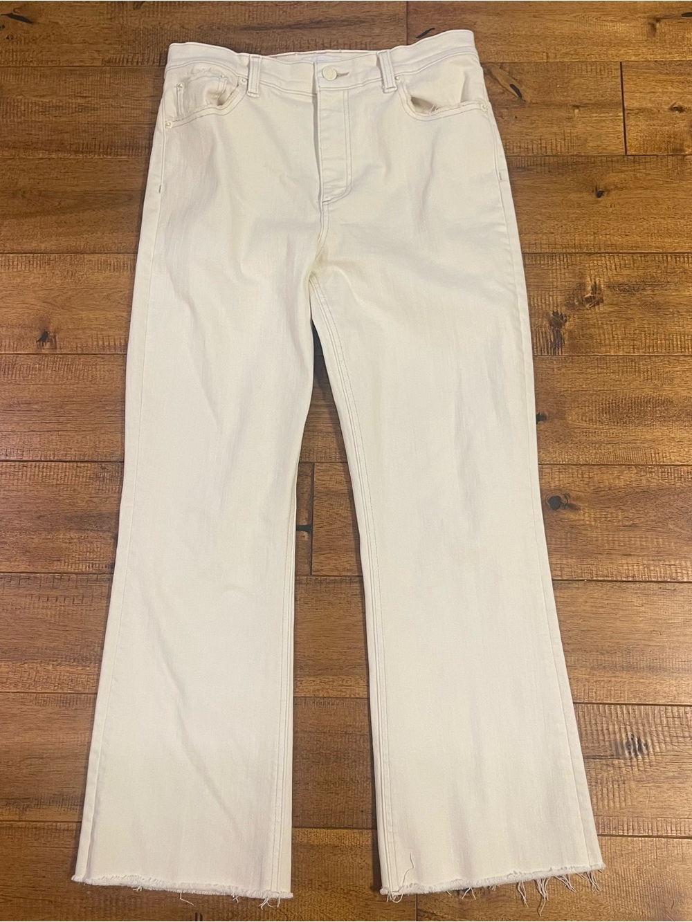 Pistola Lennon High Rise Crop Boot Women's Jeans Sand Stone Sz 28 Frayed Hem